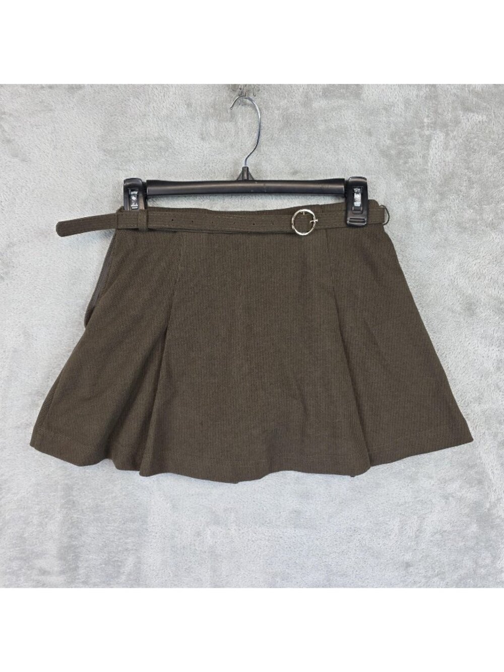 OGL Skort Womens XS Brown Knit Belted Pleated Built In Shorts Athletic Mini